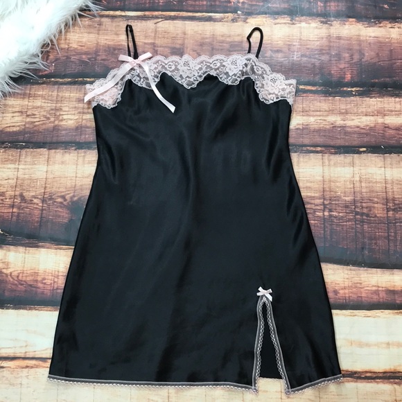 Victoria's Secret Other - Victoria’s Secret Black Slip Lace Chemise Lingerie